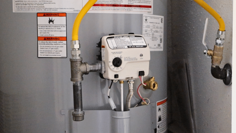 A close photo of the control hub on a water heater.